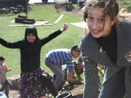 Planting with school children